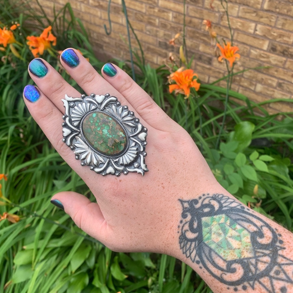 Sterling silver navajo turquoise ring 925 Native American made vintage jewelry - Picture 3 of 13
